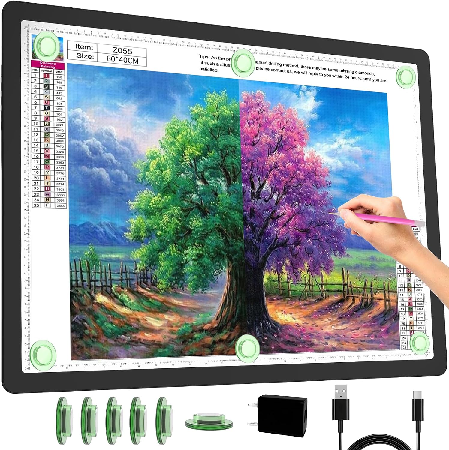 Magnetic Drawing Board - 다이아몬드 페인팅용 충전식 A2 라이트 패드