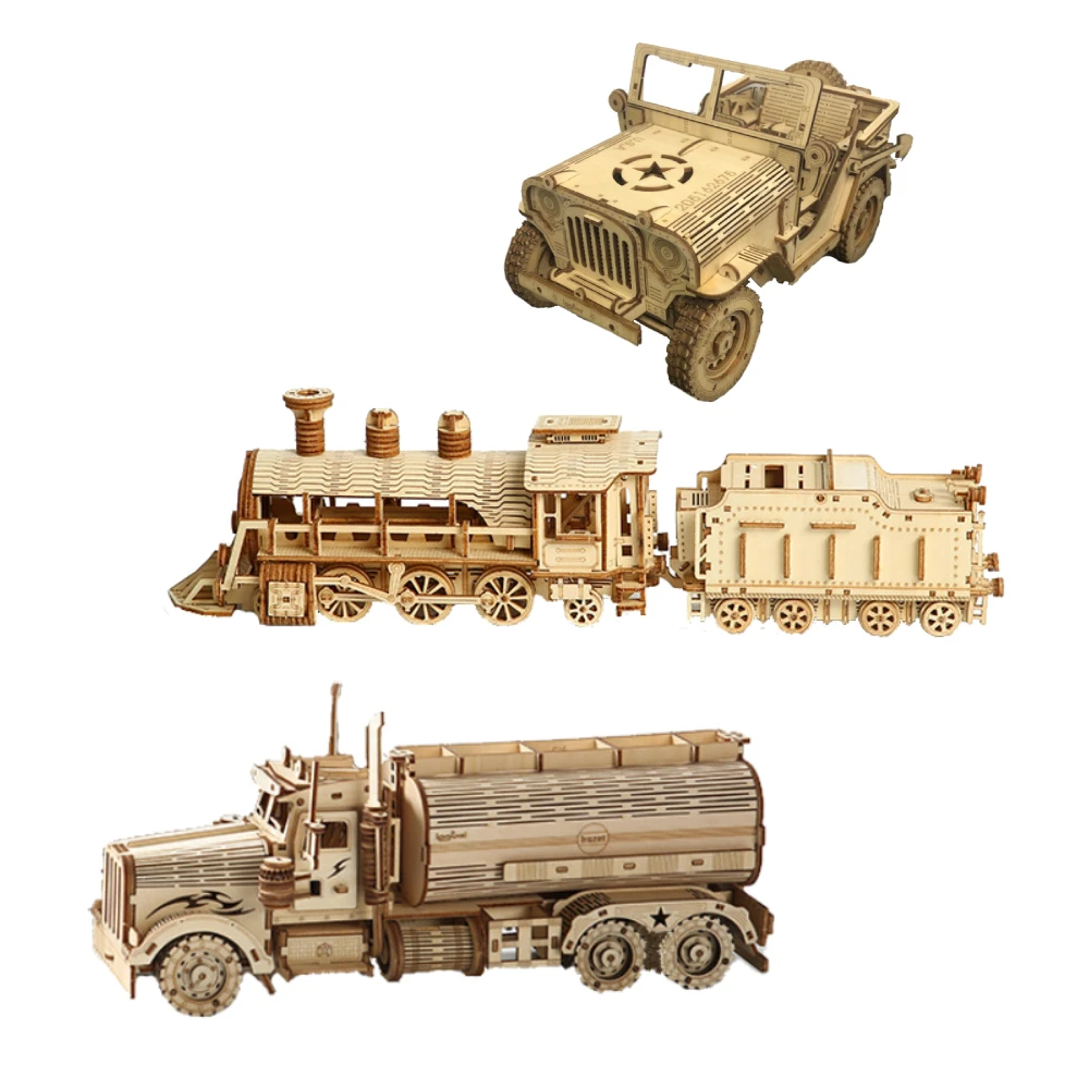 Kids Toys Jeep - 3D 퍼즐 이동식 클래식 증기 기차,