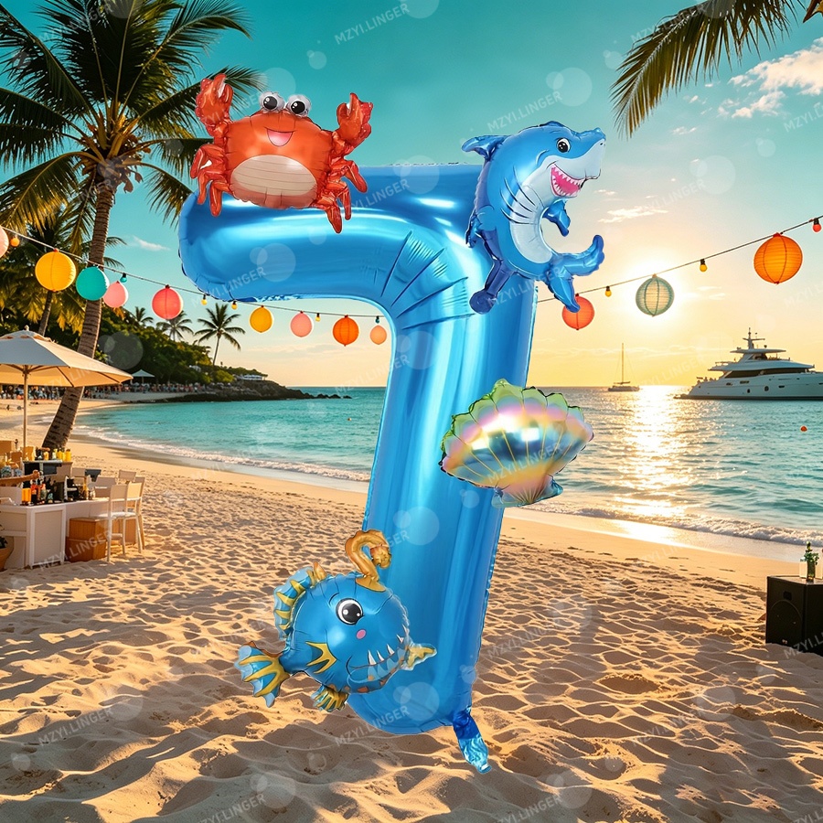 바다 테마 장식 풍선 세트 32인치 파란색 숫자 0-9 - Water Balloon Set 리뷰 및 가격