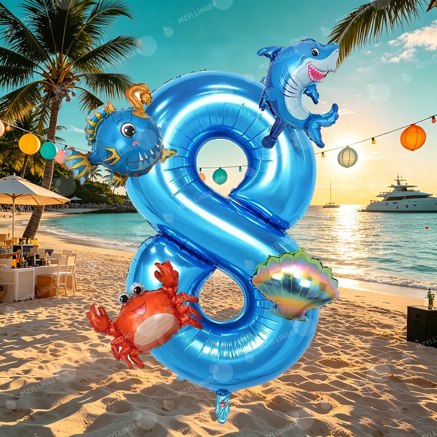 바다 테마 장식 풍선 세트 32인치 파란색 숫자 0-9 - Water Balloon Set 리뷰 및 가격