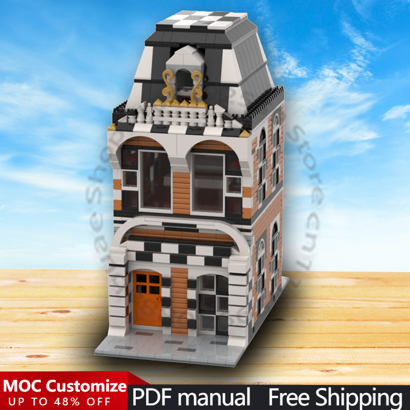 1802개 조립식 블록 모듈형 체스 하우스 흑백 MOC - Kids Toys House 리뷰 및 가격