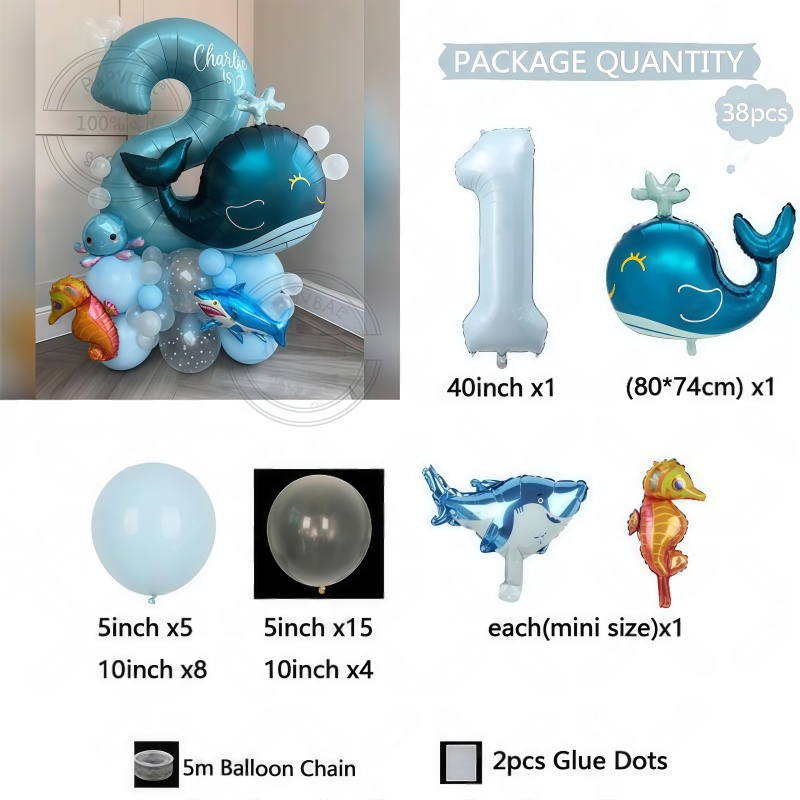 38개 해양 동물 테마 생일 풍선 세트 (고래 풍선 스 - Water Balloon Set 리뷰 및 가격