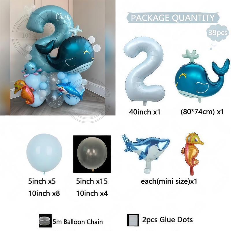38개 해양 동물 테마 생일 풍선 세트 (고래 풍선 스 - Water Balloon Set 리뷰 및 가격