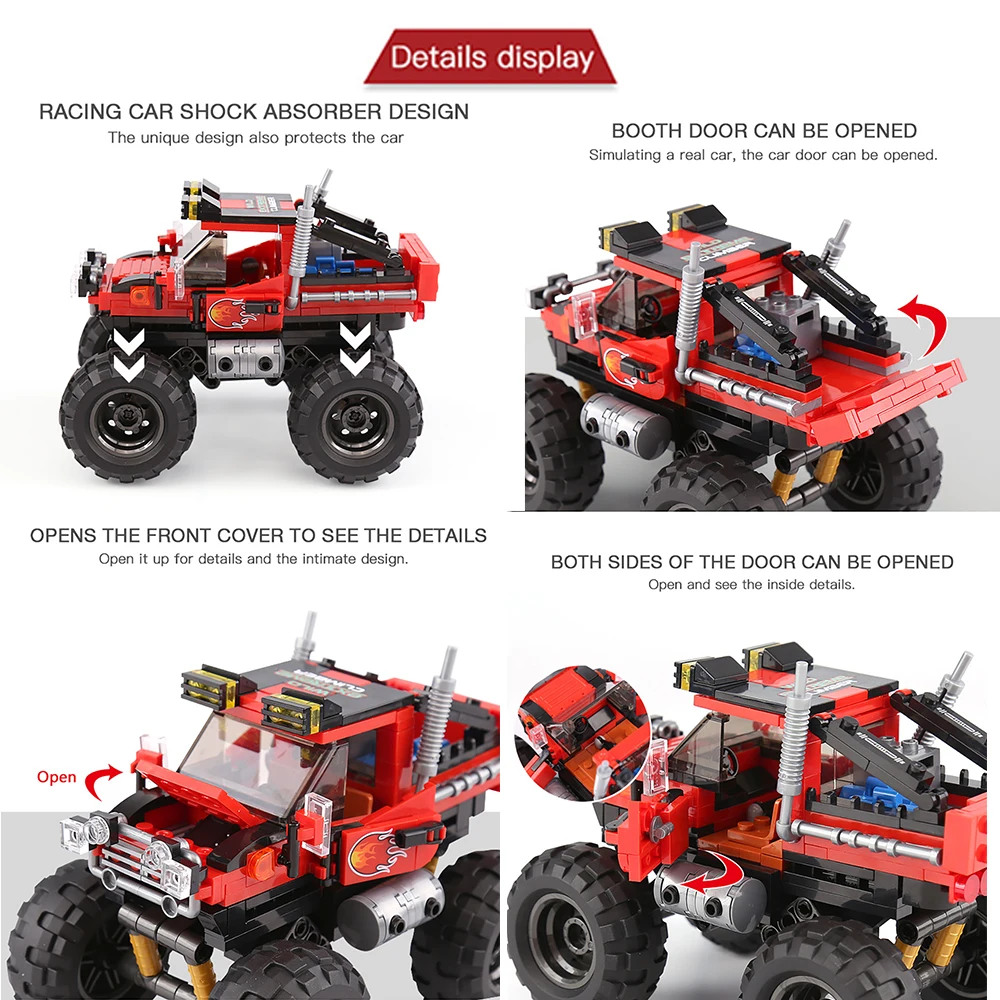 DIY 자동차 트럭 빌딩 블록 세트 장난감 자기 조립  - Kids Toys Jeep 리뷰 및 가격