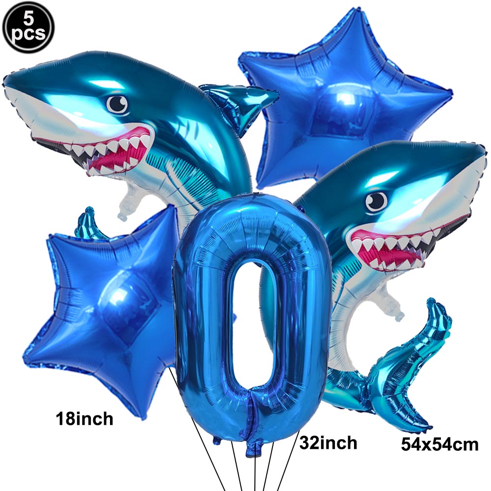 5pcs 만화 블루 상어 번호 디지털 풍선 세트 소년  - Water Balloon Set 리뷰 및 가격