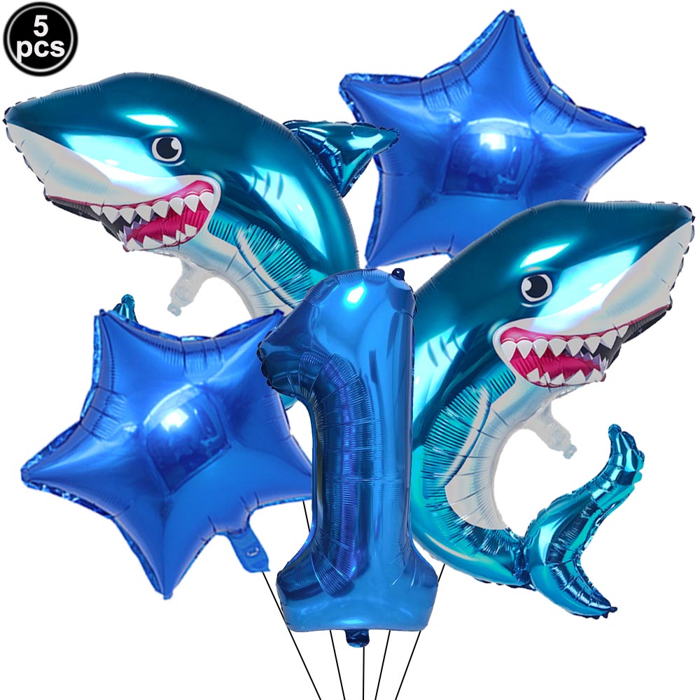 5pcs 만화 블루 상어 번호 디지털 풍선 세트 소년  - Water Balloon Set 리뷰 및 가격
