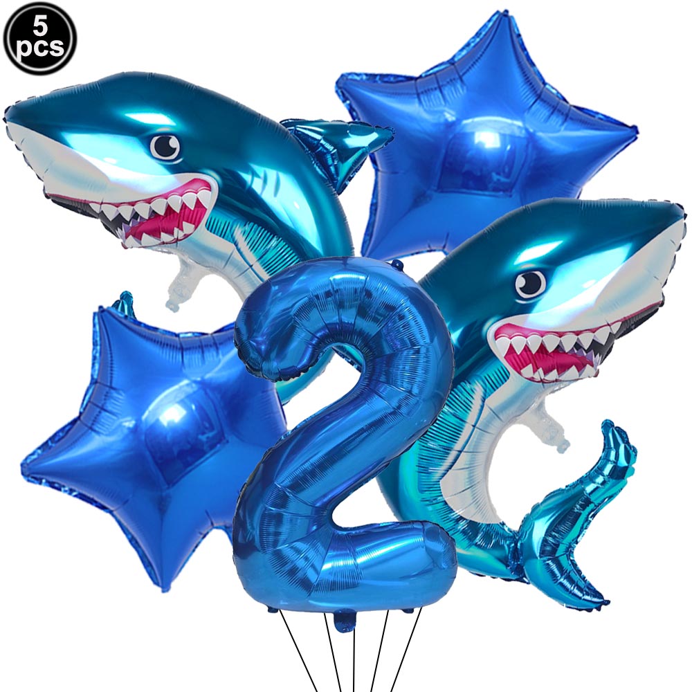 5pcs 만화 블루 상어 번호 디지털 풍선 세트 소년  - Water Balloon Set 리뷰 및 가격